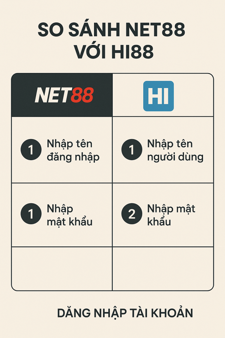 So sánh Net88 và Hi88 về quy trình đăng nhập tài khoản: Đơn giản, bảo mật, tiện lợi